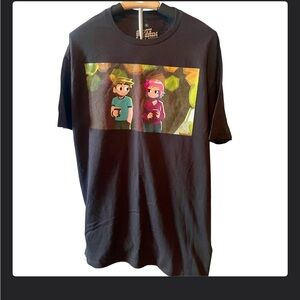 Ripple Junction Black Tee with Cartoon Graphic. NWOT
